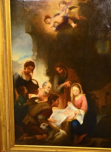 Tableaux et dessins Tableaux XVIIe siècle - L'adoration des bergers, Entourage Esteban Murillo